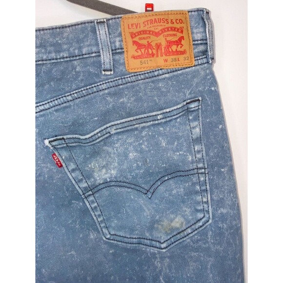 Levi's 541 Gray Acid Wash Straight Leg Jeans Mens 38x32 Distressed Classic Punk - Picture 7 of 9